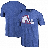 Quebec Nordiques Royal Distressed Throwback Primary Logo Tri Blend T-Shirt,baseball caps,new era cap wholesale,wholesale hats
